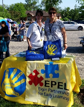 Staff from EPEL and Give Me Five! at the Greater Elgin Family Care event Staff from EPEL and Give Me Five! at the Greater Elgin Family Care event
